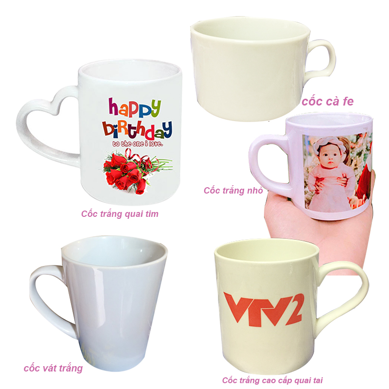 các mẫu cốc trắng in ảnh