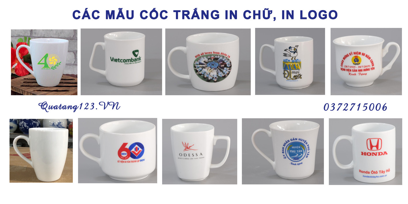 mẫu cốc trắng in logo