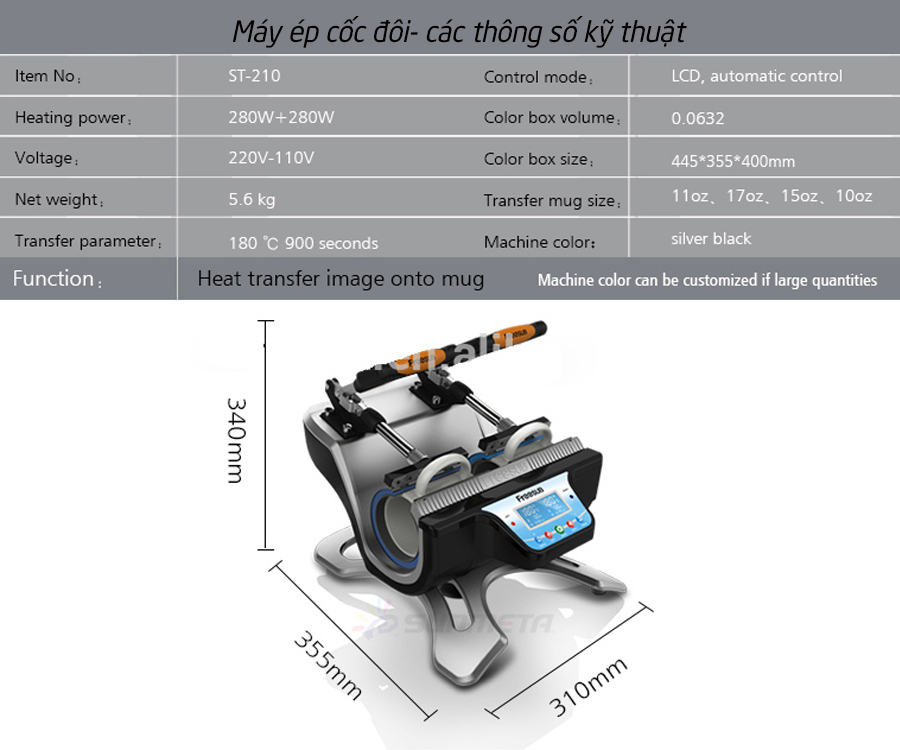 Thông số kỹ thuật máy ép cốc đôi