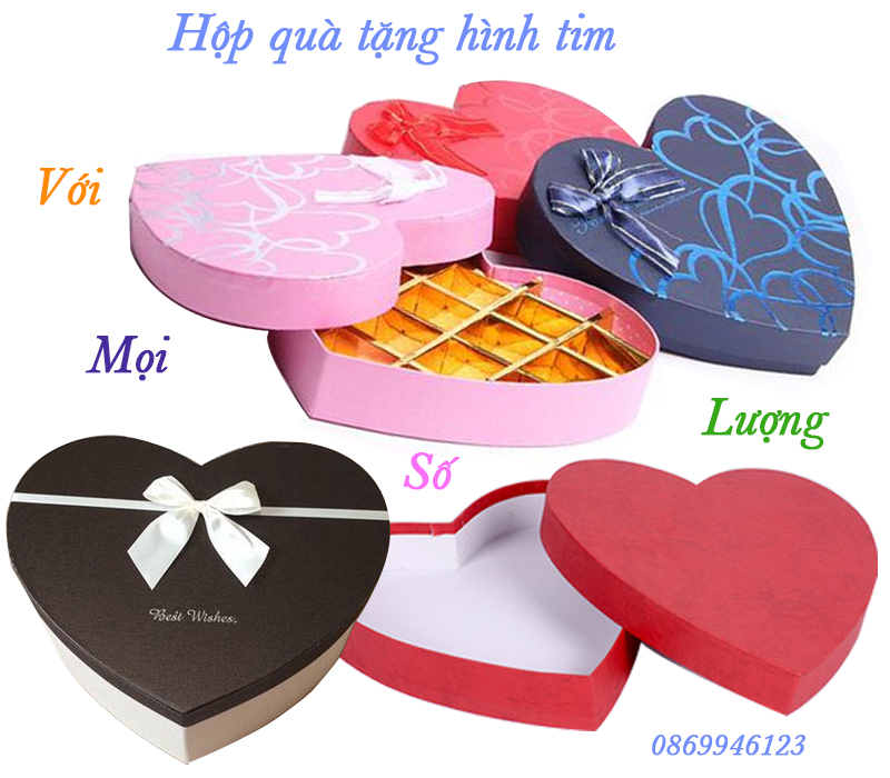 hộp quà tặng hình tim, hộp quà tăng pha lê
